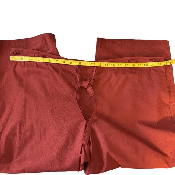 Eileen Fisher Size XL Rust Red Tie Waist Cropped Pants - Picture 6 of 11